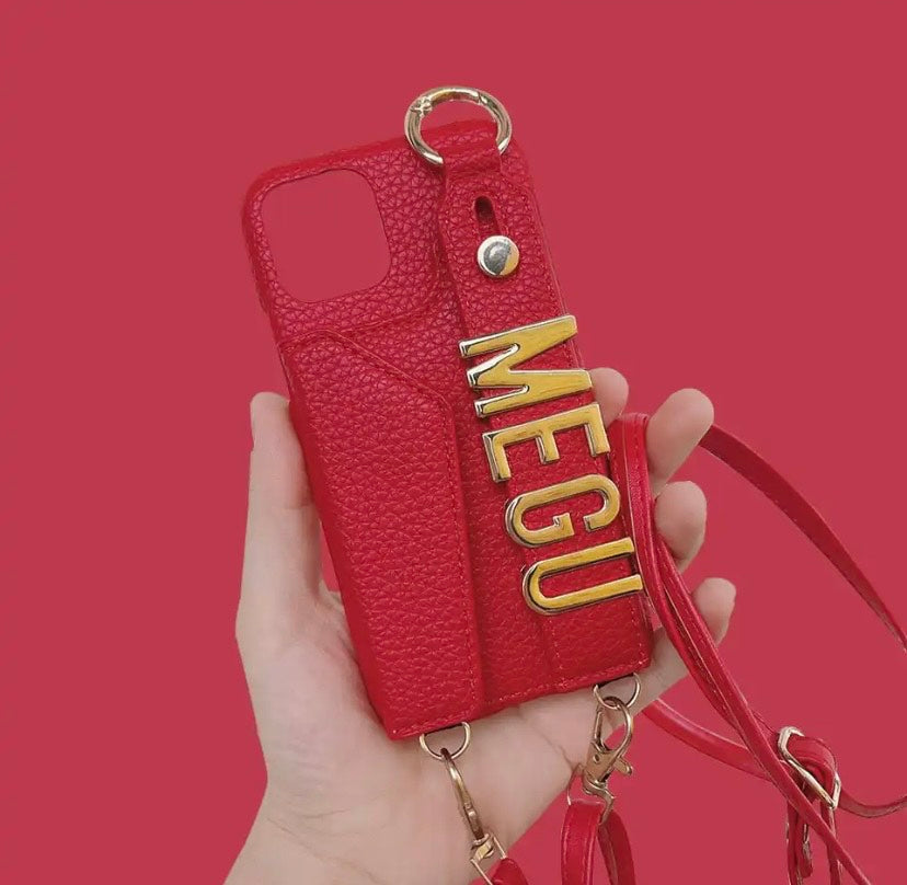 LuxLetter Custom Letter Phone Case with Purse and Strap