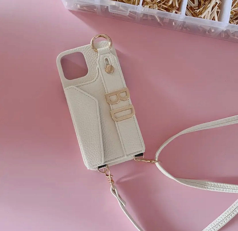 LuxLetter Custom Letter Phone Case with Purse and Strap