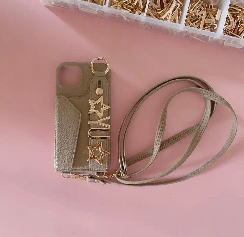 LuxLetter Custom Letter Phone Case with Purse and Strap