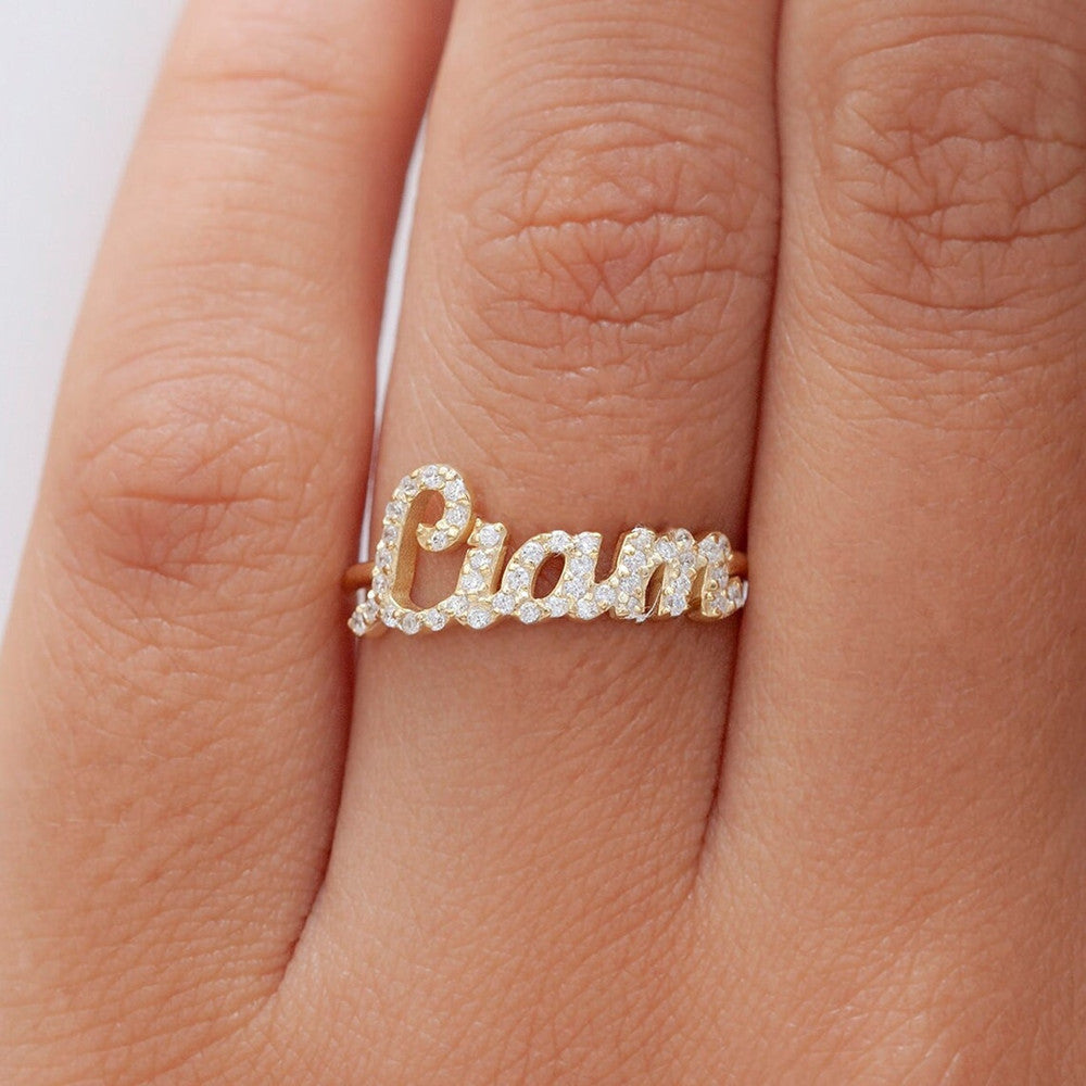Zircon Crystal Custom Name Ring