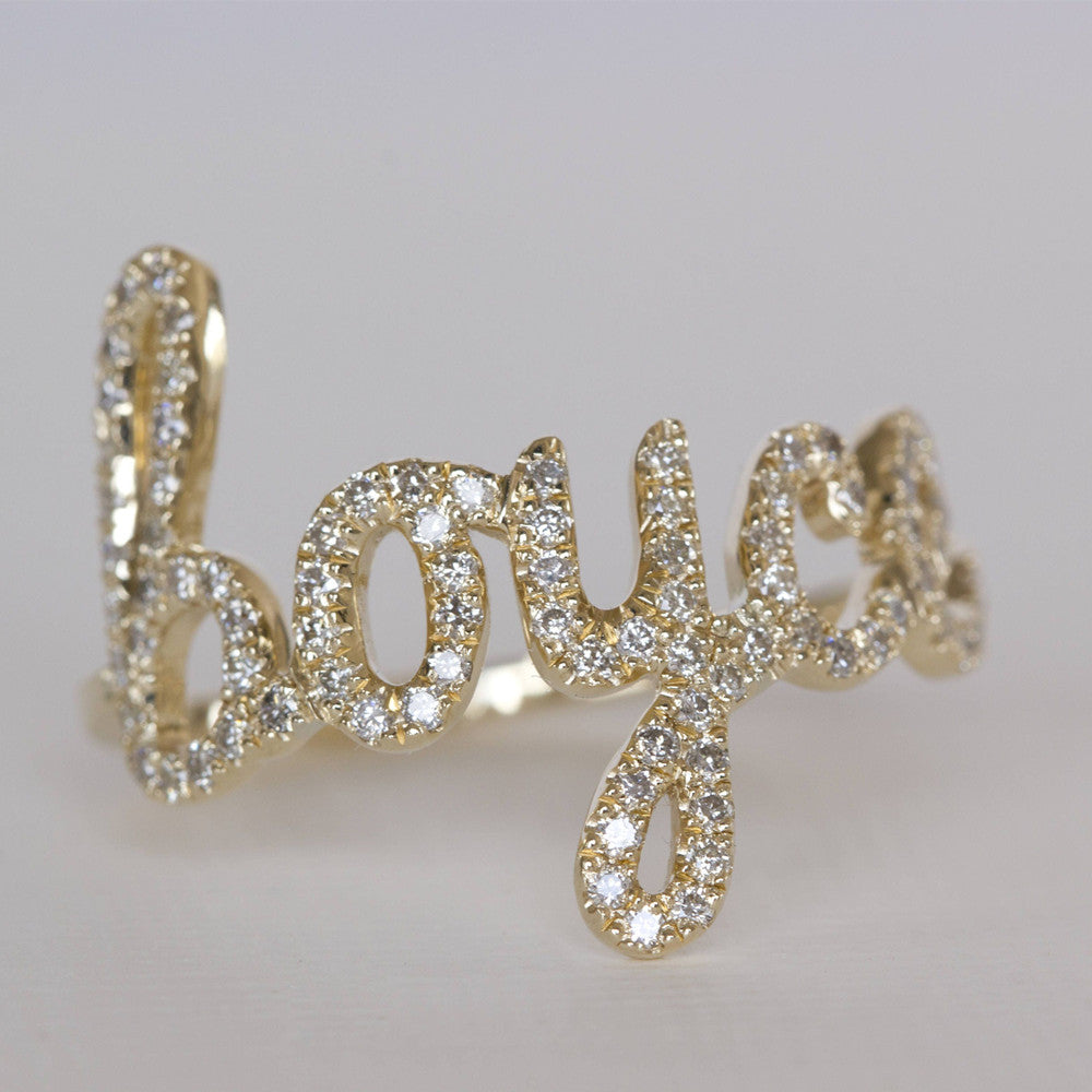 Zircon Crystal Custom Name Ring