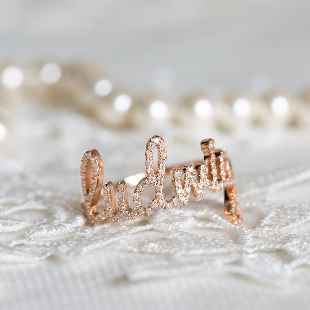Zircon Crystal Custom Name Ring