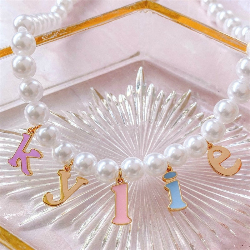 Candy Pearl Letter Custom Necklaces