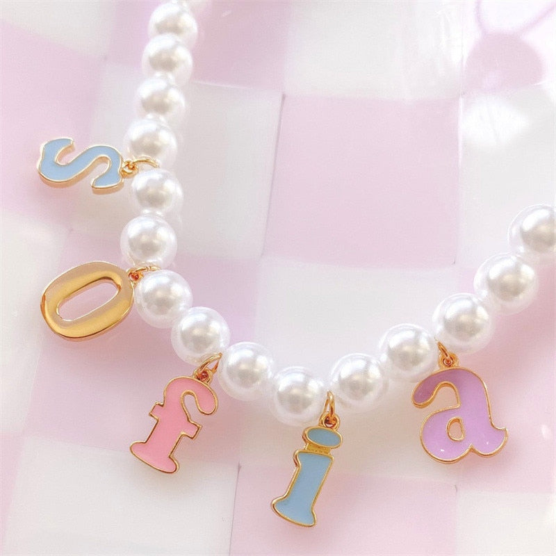 Candy Pearl Letter Custom Necklaces