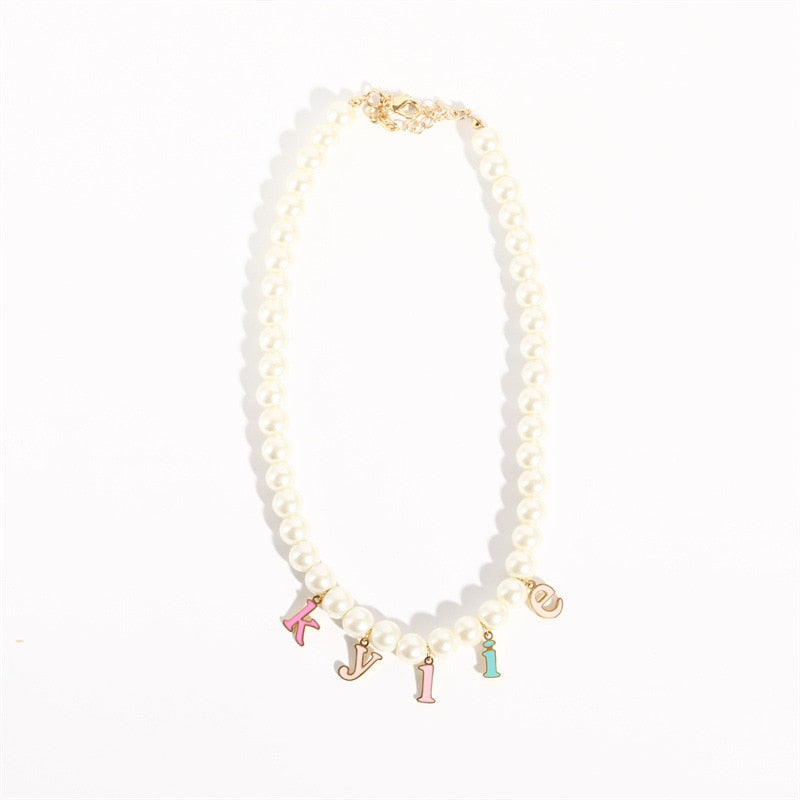 Candy Pearl Letter Custom Necklaces
