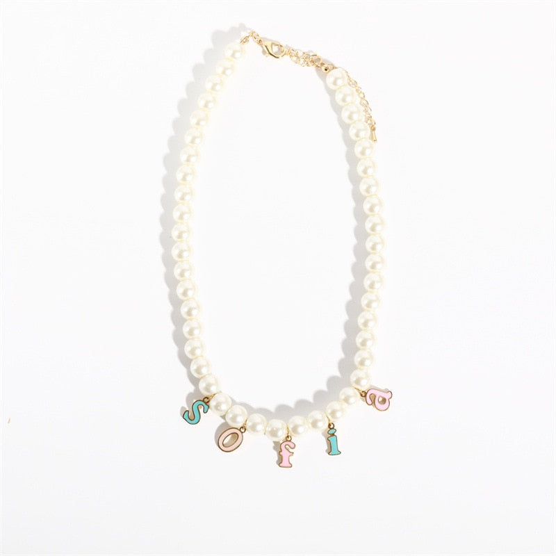 Candy Pearl Letter Custom Necklaces
