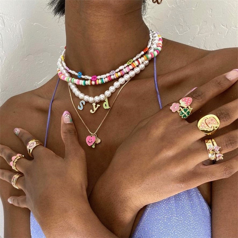 Candy Pearl Letter Custom Necklaces