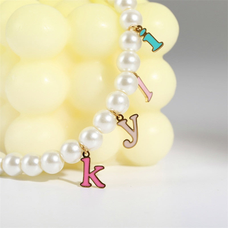 Candy Pearl Letter Custom Necklaces