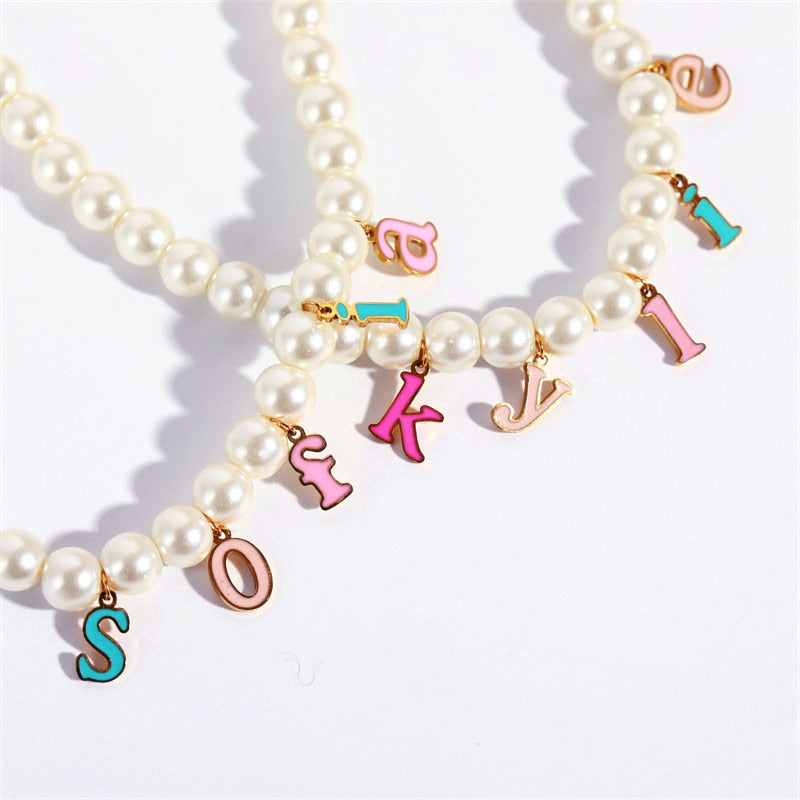 Candy Pearl Letter Custom Necklaces
