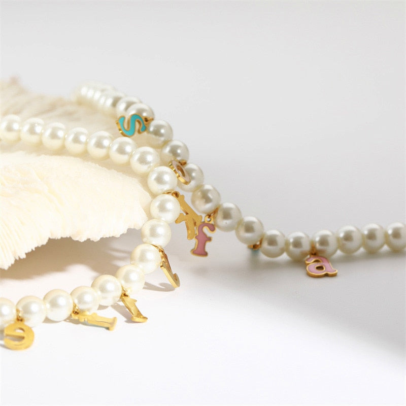 Candy Pearl Letter Custom Necklaces